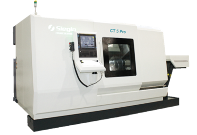 CT5 Pro  雙主軸雙刀塔機(jī)型，正副主軸標(biāo)配電主軸，正主軸4500rpm，副主軸5000rpm。上下刀塔標(biāo)配12T，BMT55動(dòng)力刀塔；上下刀塔帶Y軸，Y軸行程為±45mm。